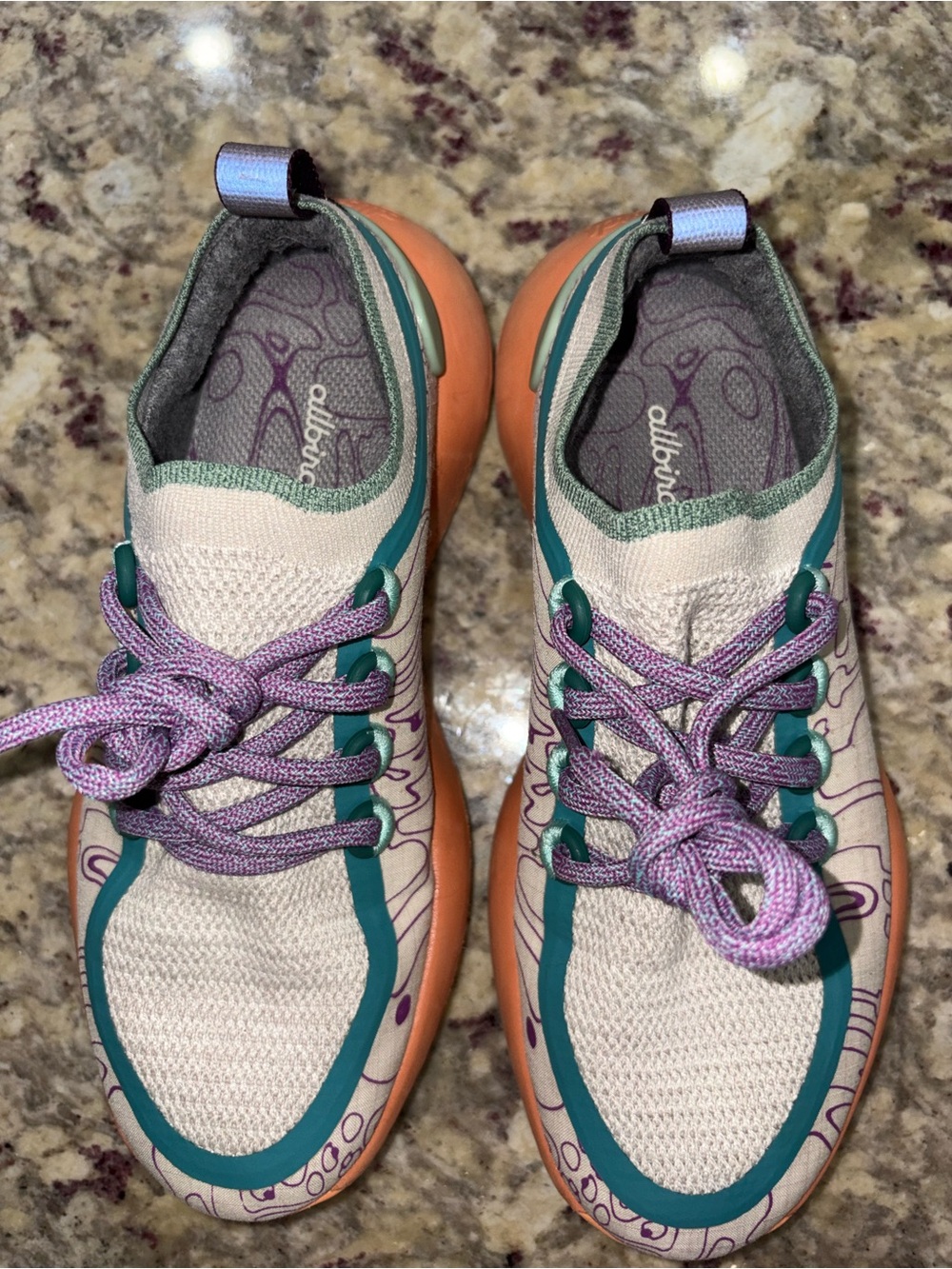 Allbirds Swiftlite Trainer in Beige with Teal, Purple & Orange Accents - Picture 5 of 10
